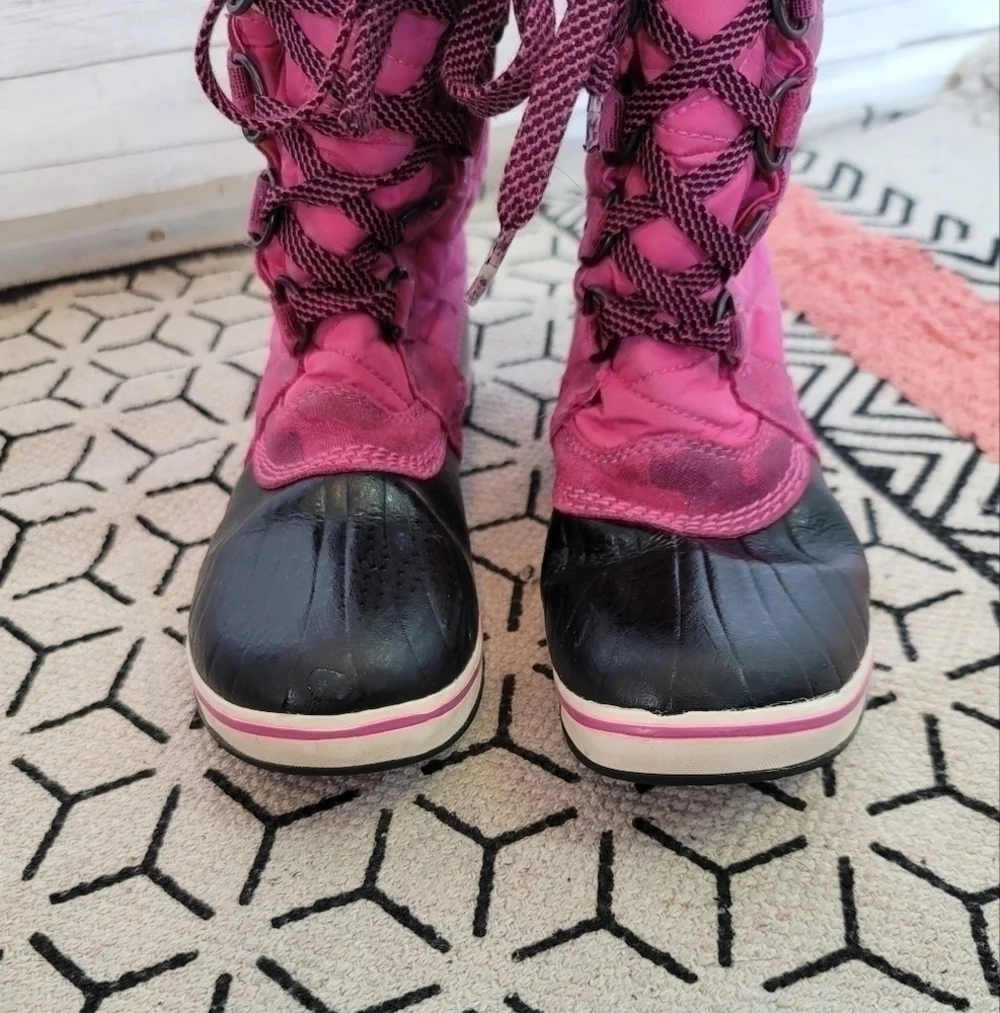 SOREL TOFINO PINK CAMO WATERPROOF SNOW BOOTS, SZ 3